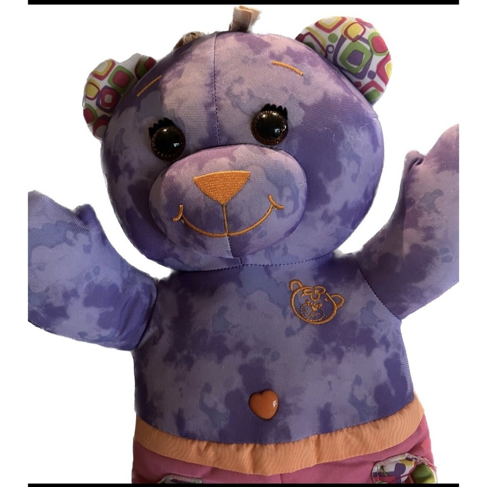2005 Jakks Doodle Bear Pink Purple‎ Nylon Fabric Markable Stuff Animal Plush - Picture 2 of 10